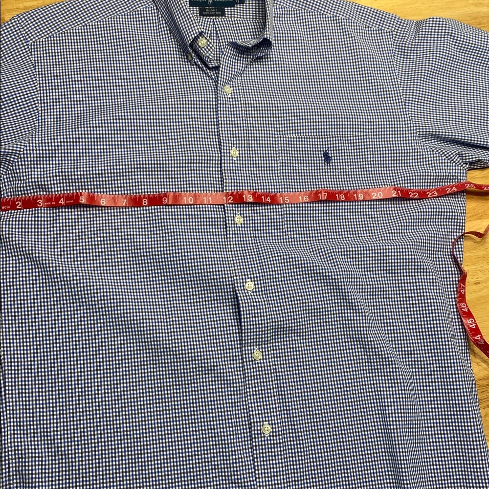 Ralph Lauren Mens Blake Button Down Brown and Blue Checkered 100% Cotton Size M - Picture 3 of 4